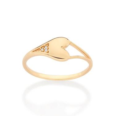 Imagem de Anel skinny coraçãobaulado banhado BRANCO 513606 Rommanel, Branco, 16