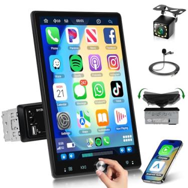 Imagem de Estéreo automotivo de 26.4 cm Single Din com Carplay sem fio Android Auto-2025 atualizado 1080p IPS tela sensível ao toque destacável, 5.2Bluetooth, câmera de backup de 12 LED, rádio FM, USB/AUX, link