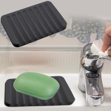 Imagem de Saboneteiras autodrenantes, 1 peça de protetor de sabão de silicone, escorredor de cachoeira para banheiro, estende a vida útil do sabão, mantém as barras de sabão limpas a seco e fácil limpeza