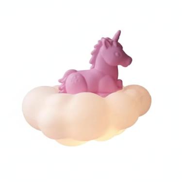 Imagem de Usare Luminária Pendente Infantil Nuvem Unicórnio, Branco com Rosa, Polietileno, 37x42,5x33cm, Bivolt, para Quarto