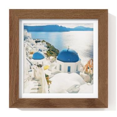 Imagem de Axeman Porta-retrato 17 x 17 com tapete para 12 x 12 cm, moldura de madeira de carvalho maciça, nogueira