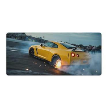 Imagem de HouLaiZhe Yellow Drift R35 Sports Car JDM Gaming Mouse Pads JDM Car Desk Pads Grandes Mousepads para Desktop Keyboard Computer Mat40 x 90 cm