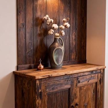 Imagem de Vaso de flores de cerâmica com alças, vasos de mesa rústicos com alça para decoração de sala de estar, cerâmica vintage para prateleira de cozinha, café, jantar, estante de livros, lareira (marrom)