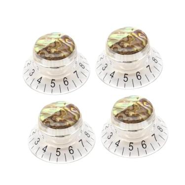 Imagem de menolana Conjunto de 4 Botões Giratórios Decorativos para Guitarra, Controle de Velocidade, Volume e Tom, Estilo Chapéu de, para Manutenção de Guitarra, Letras Pretas Claras