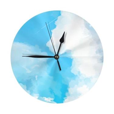 Imagem de ZERAOKE Sky - Relógio de parede redondo moderno - silencioso sem tique-taque operado por bateria, decoração de mesa ou parede para sala de estar, quarto, escritório.