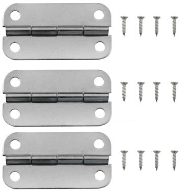 Imagem de CHENJIN 3 peças dobradiças de geladeira de aço inoxidável 64 x 32 x 1,5 mm abertura plana canto arredondado pequenas dobradiças para freezers compatíveis com armários congeladores prata