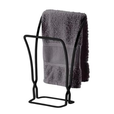 Imagem de Suporte Porta Toalha De Rosto Toalheiro Duplo de Bancada Banheiro Preto Fosco - 1608PT Future