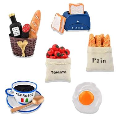 Imagem de Gobelieve Ímãs de geladeira, ímãs de geladeira ímãs fofos para decoração de casa, design 3D, ímã de geladeira, decoração criativa de brinquedos de comida, acessórios DIY para cozinha e quarto (6 peças