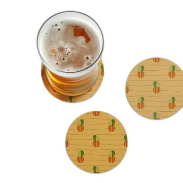 Imagem de Porta Copos Personalizado Cactos Fofos em Cerâmica Doodle - Tamanho 9x9 cm