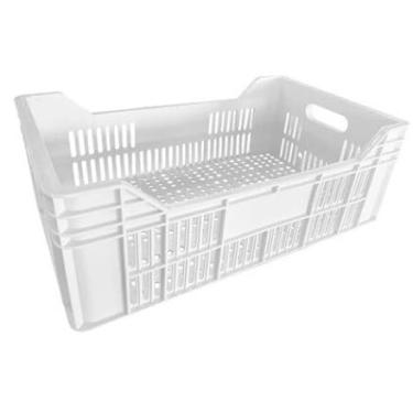 Imagem de Kit 3 Caixa Plástica Empilhável Hortifruti Agrícola Organizadora Resistente Frutas Verduras Multiuso(Branca)