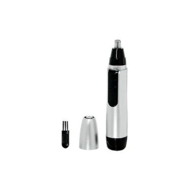 Imagem de Aparador de Pelos para Nariz e Orelha, Portátil, Lâmina de Aço Giratória, 13cm x 2,5cm, 50g, Funciona com 2 Pilhas AA