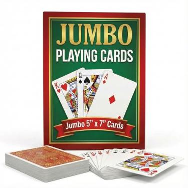 Imagem de Jumbo Large Playing Cards - (1 Deck) Big 5 x 7 Inch Giant Deck of Huge Poker Playing Cards for Casino Theme Party Decorations Game Night and Magic Supplies