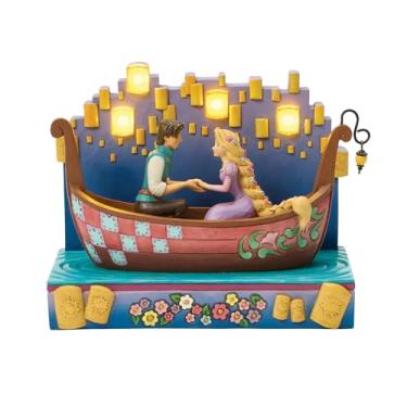 Imagem de Enesco Disney Traditions by Jim Shore Tangled Rapunzel and Flynn in Boat with Lanterns Light Up Figurine, 6 Inch, Multicolor