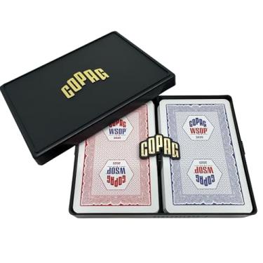Imagem de Copag WSOP 2025 Traditional Design 100% Plastic Playing Cards - Narrow Size (Bridge) Regular Index Blue/Red Double Deck Set