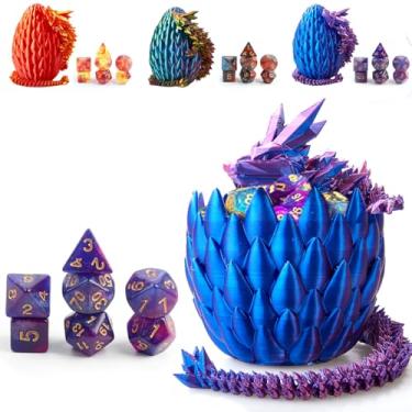 Imagem de ELEFOCUS Conjunto De Dados Dnd (7 Peças) E Ovo De Dragão Impresso Em 3D, Brinquedos Fidget, Ovo De Dragão Surpresa E Conjunto De Dados Poliédricos Com Caixa De Presente, Jogo De Jogo Com Ovos De Dra