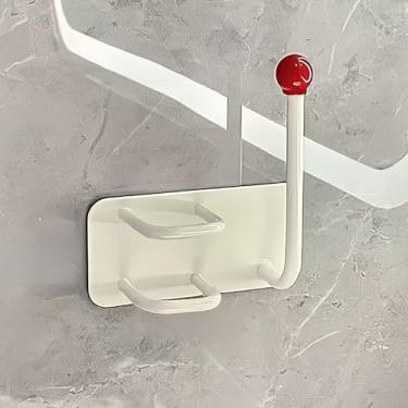 Imagem de Gancho de parede com pente de dopamina e laço de cabelo - Gancho de armazenamento de bola vermelha com suporte adesivo, organizador de parede fofo para quarto e banheiro de crianças (bola vermelha)