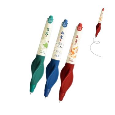 Imagem de GZBABY Canetas apagáveis, 3 peças, caneta de gel apagável com aderência macia, tinta preta de 0,5 mm, corrigindo a postura da escrita (animal)