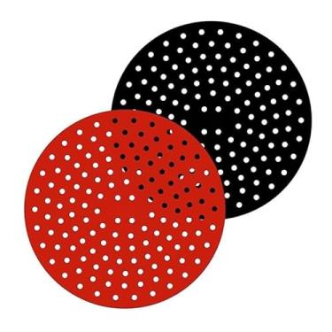 Imagem de Tapete Protetor de Silicone Redondo para Fritadeira Elétrica, Antiaderente, Vermelho com Furos, Acessório de Cozinha air fryer (Vermelho)