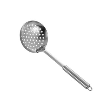 Imagem de Escumadeira de Aço Inoxidável, Utensílio de Cozinha Profissional com Cabo Longo, Peneira Grande para Frituras e Caldos