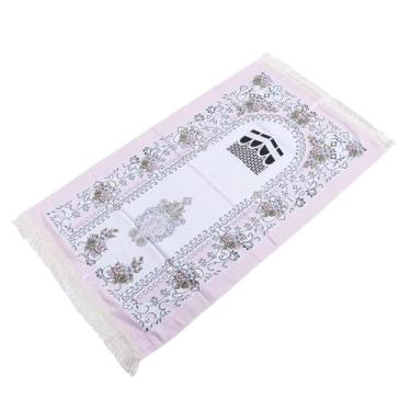Imagem de GLOGLOW Tapete de Oração, Tapete Islâmico Grosso e Macio Aveludado Com Borla Elegante, para Mulheres, Homens, Crianças, Oração, Meditação, Decoração de Casa (Rosa)