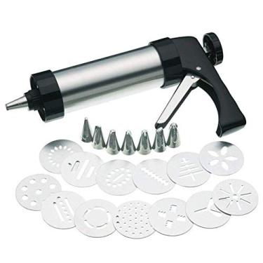 Imagem de Kit de Prensa para Biscoitos Aço Inoxidável com 7 Bicos e 13 Moldes Decoração Bolo - Ferramenta Cozinha Manual Nível Ali