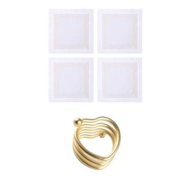 Imagem de Rafimex, Kit 4 Guardanapo Branco E 4 Porta Guardanapo Coração Rafimex