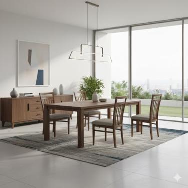 Imagem de Conjunto 4 Cadeiras de Jantar Em Madeira Maciça Estofada Larissa