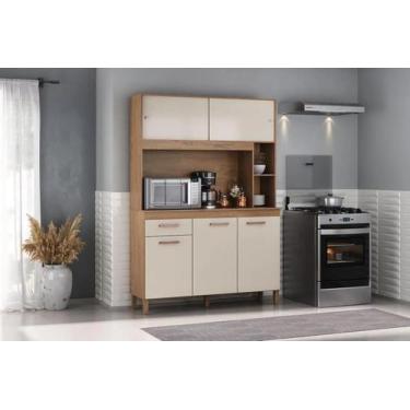 Imagem de Armário de cozinha de chão 5 Portas Ripado 3D Kit Cozinha Fortaleza At
