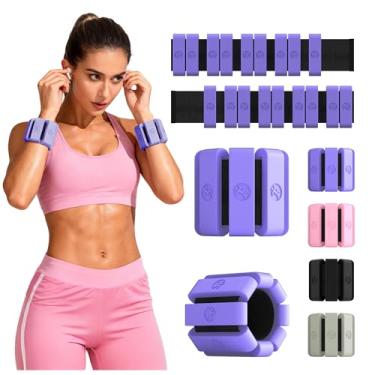 Imagem de Sonkoloro Pesos de pulso ajustáveis para mulheres e homens, pesos de perna para mulheres de 0,3 kg a 0,5 kg cada para caminhada, ioga, dança, barra, academia (ilás, 1 kg (2 peças))