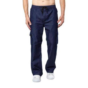 Imagem de Calças Cargo Modelo Street Wear Estilo Balão 6 Bolsos Jeans e Sarja - 