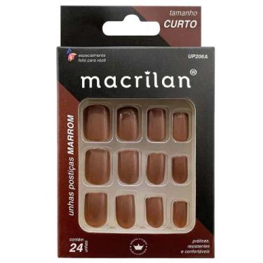 Imagem de Unhas Postiças Macrilan Tamanho Curto, Marrom - UP206A