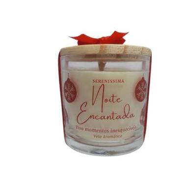 Imagem de Vela Aromática Decorativa Natal Encantado, Cera de Coco Natural, Genérico, 200g, Pavio de Algodão, 40h de Duração, Uso Interno, Decoração