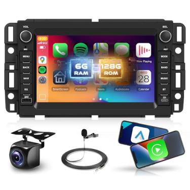 Imagem de Android 15 2G + 64G Carplay estéreo para Chevrolet Chevy Silverado Tahoe GMC Siera Yukon 2007-2014 Android Auto, 5G WiFi + GPS, tela sensível ao toque IPS de 7 polegadas, câmera de backup Bluetooth