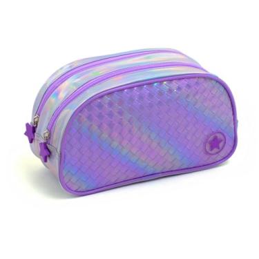 Imagem de Estojo Escolar KIT Canoa Shine, Cores Sortidas, 02 Compartimentos com Ziper Reforçado - Ideal para Canetas, Lapis e Acessorios Escolares