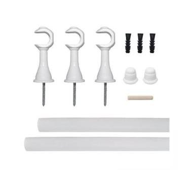 Imagem de Kit Varão Suporte Simples Cortina Ponteira 19Mmx4M Branco - Varao