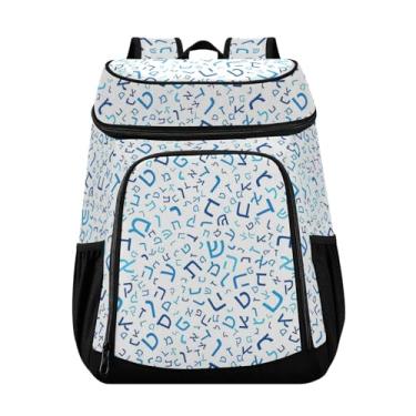 Imagem de Mochila térmica de letras mistas do alfabeto hebraico, 36 latas, isolada, à prova de vazamento, à prova d'água, para trabalho, almoço, para homens, para trabalho, piqueniques, acampamento, caminhada