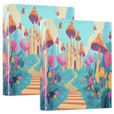 Imagem de Pacote com 2 fichários escolares Garden Castle Pink com prancheta, pranchetas pequenas com bolsos