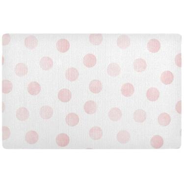 Imagem de TSENQUE Tapete de porta interno com bolinhas rosa claro personalizado fofo tapete de porta externo antiderrapante tapete lavável à prova d'água 81 x 50 cm