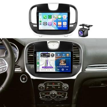 Imagem de Rádio estéreo de carro 4G + 128G para Chrysler 300 2011-2019, tela sensível ao toque HD de 9 polegadas na célula/Android 15/Wireless CarPlay/Android Auto/GPS/WiFi/5.0Bluetooth/FM/RDS/SWC/AHD