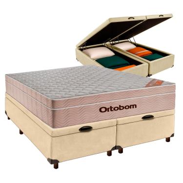 Imagem de Cama + Bau Blindado e Colchão Molas Ensacadas Queen - Airtech Ortobom