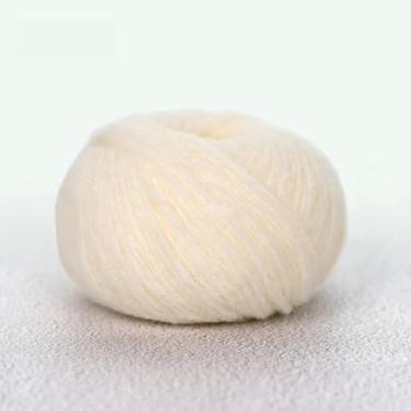 Imagem de Bolas de fio de feltro de lã sintética – suprimentos de crochê e tricô para grampos de cabelo, bolsas feitas à mão e kits de artesanato (bege)