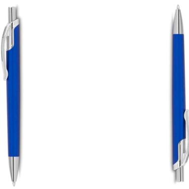 Imagem de Caneta Esferográfica Executiva em Alumínio Reciclado, Corpo Preto Fosco, Clipe Cromado, Escrita Azul, Design Cilíndrico, para Escrita Geral, 14 cm (azul 2)