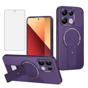 Imagem de Asuwish Capa de telefone para Xiaomi Redmi Note 13 Pro 4G/Poco M6 Pro 4G Capa magnética de fibra de carbono com protetor de tela de vidro temperado e suporte acessórios de célula protetora 13Pro M6Pro