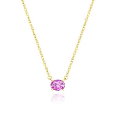 Imagem de MYJEWR Colar feminino com pingente de zircônia cúbica banhada a ouro 14K S925 - presentes para mãe, joias de ouro e presentes de aniversário para ela, one size, Metal, Zircônia cúbica