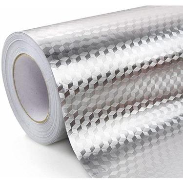 Imagem de Papel De Parede Adesivo Metalizado Prata Brilhante Lavável