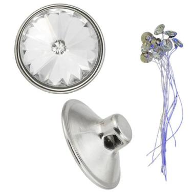 Imagem de Botões Capitonê Strass Tipo Diamente com Barbante Encerado Para Estofa