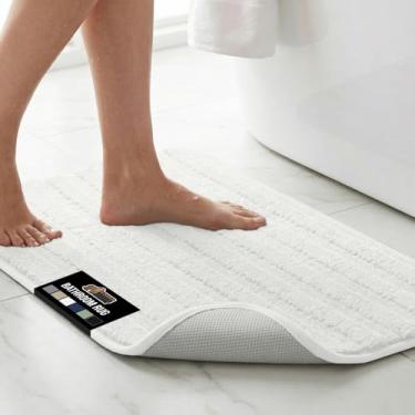 Imagem de GORILLA GRIP Tapetes de banheiro texturizados, tapetes de banho listrados absorventes de espuma viscoelástica macia, lavável na máquina e resistente ao desbotamento, acessórios de tapete de banho para