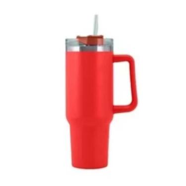 Imagem de Garrafa Térmica Inox 1200ml Aço Inoxidável - Portátil, Isolante, para Academia, Escritório e Viagens, com Tampa e Canudo(VERMELHO)