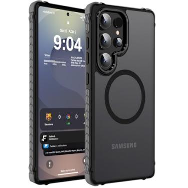 Imagem de DEERLAMN Capa magnética forte para Samsung Galaxy S24 Ultra de 6,8 polegadas, [compatível com Magsafe] [Proteção contra quedas de grau militar] Capa protetora para celular fosca translúcida à prova de