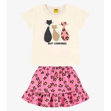 Imagem de Conjunto Blusa com Saia infantil Rovi Kids Bege, 6, Bege